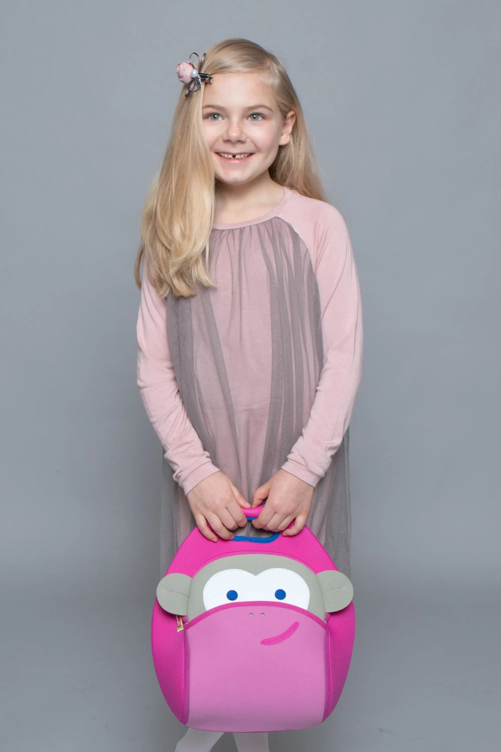 Pink Monkey Lunch Bag,Safety Harness, Kids Backpack, Travel Bag Lunch Bag Dabbawalla   