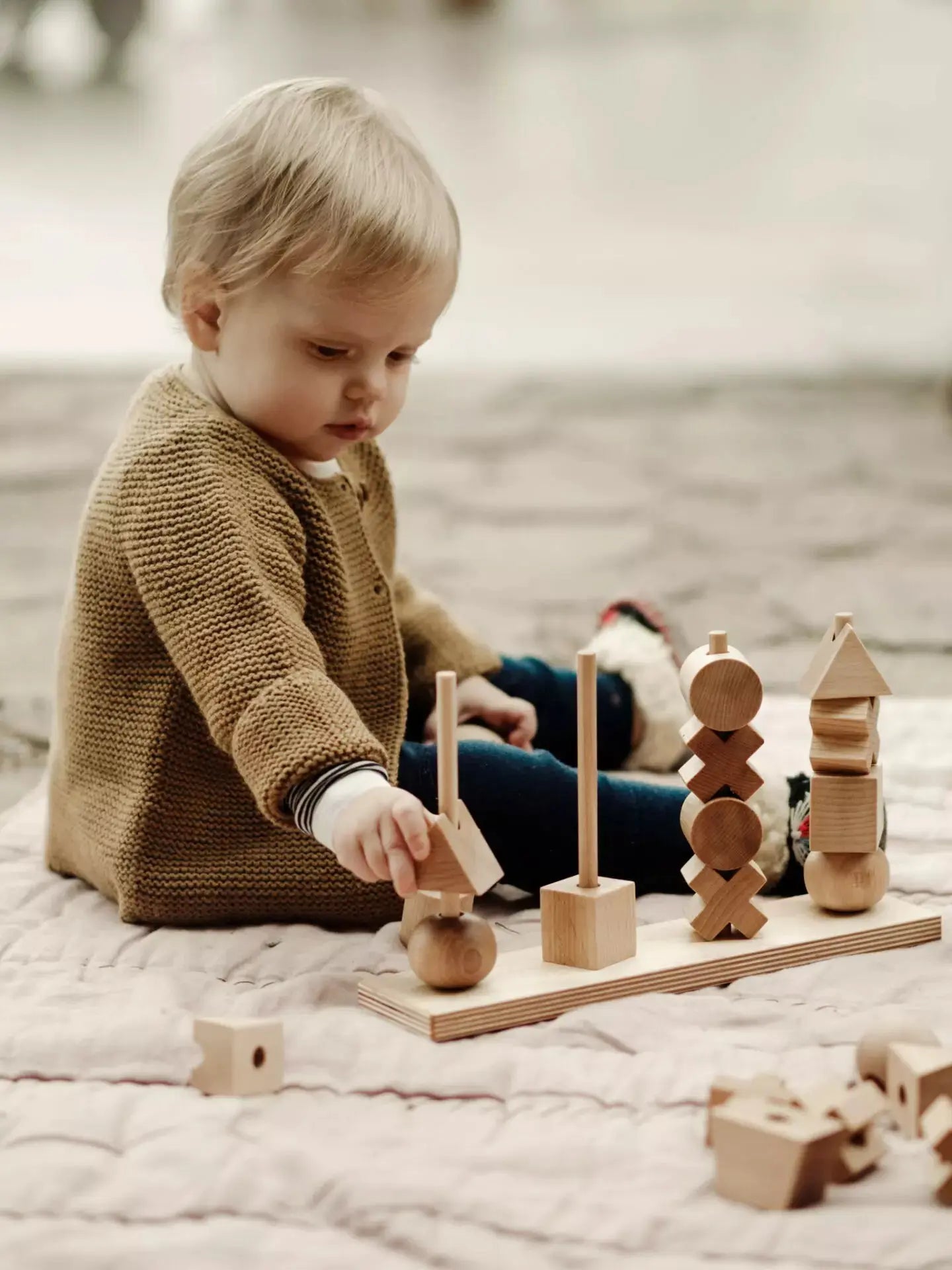 Wooden Natural Montessori Stacking Toy XL  Wooden Story   