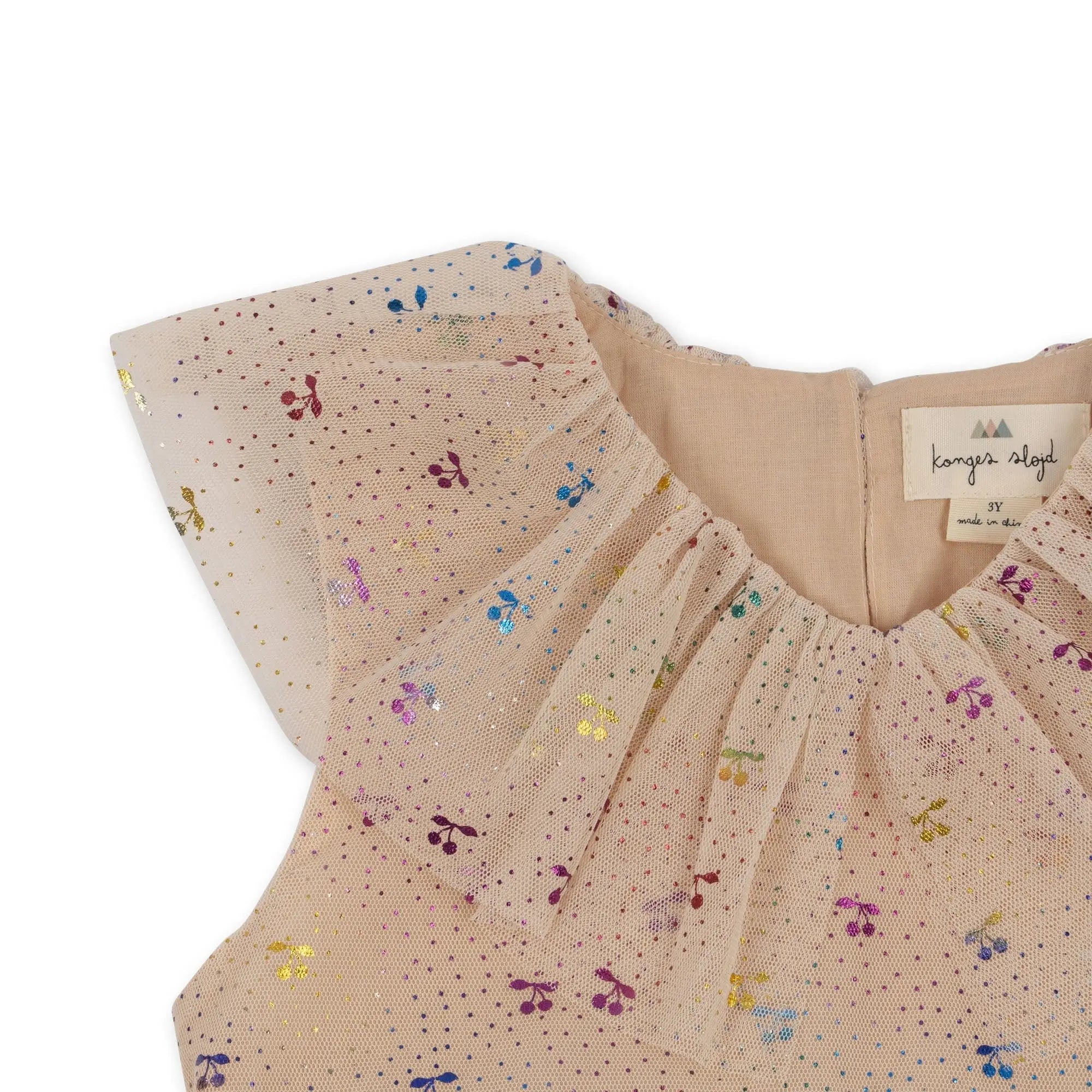 Fairy Dress With Frill Details, Two-Tier, Rounded Collar, Soft Cotton Inside Layer, Crisp Tulle Outer Layers  Konges Sløjd   